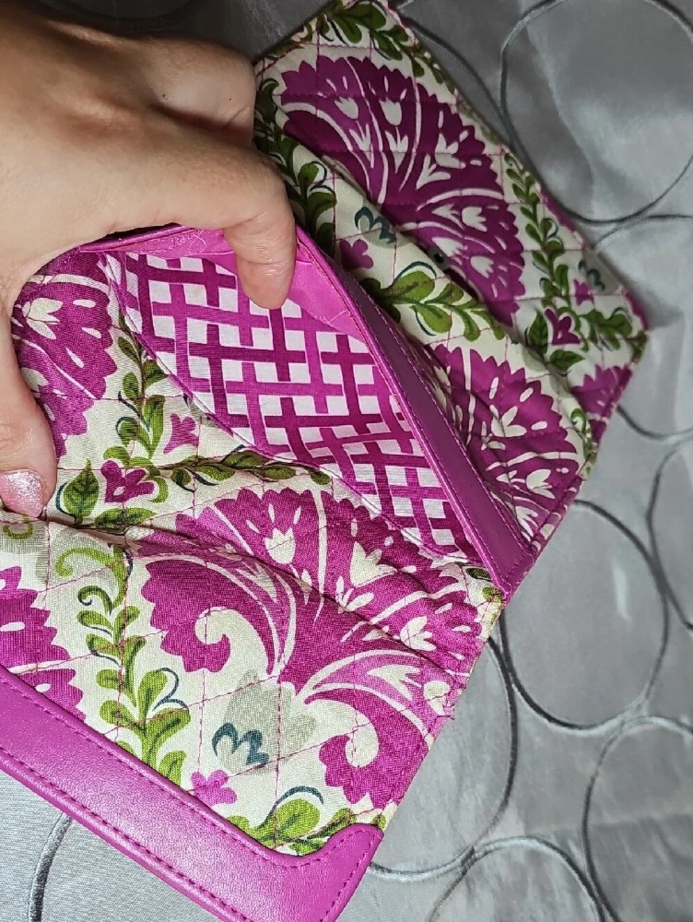 Vera Bradley Quilted Pink & Green Floral Snap Wallet